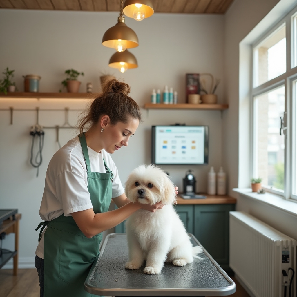 Lavoro quotidiano in un salone di toelettatura per animali
